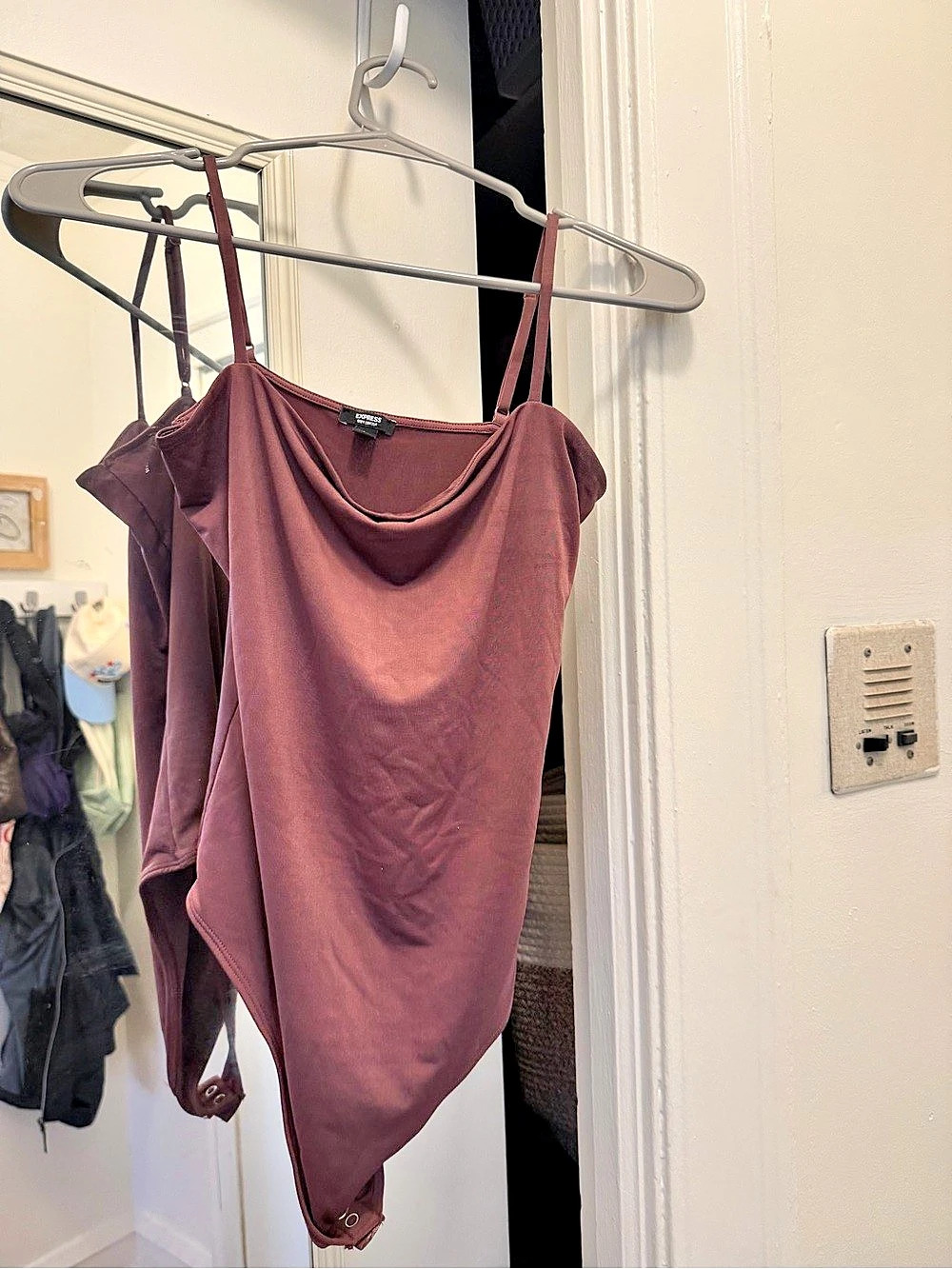 Express Burgundy Spaghetti Strap Bodysuit